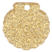 Colgante Concha Acrílica 16 mm - Dorado Glitter x1