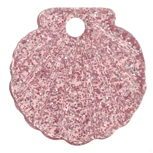 Colgante Concha Acrílica 16 mm - Purpurina Rosa Viejo x1