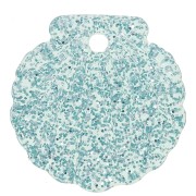 Colgante de concha acrílica de 16 mm - purpurina esmerilada azul x1