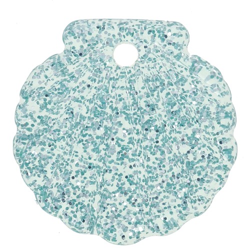 Colgante de concha acrílica de 16 mm - purpurina esmerilada azul x1
