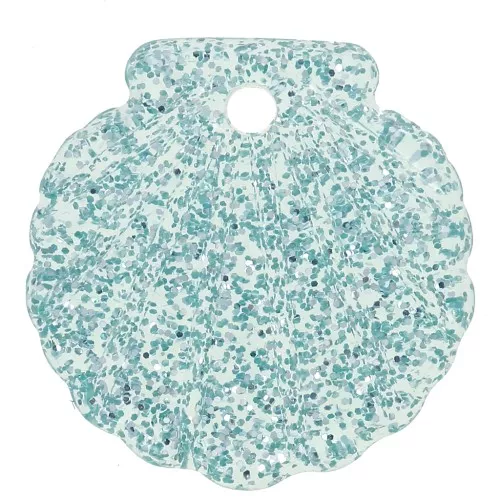 Colgante de concha acrílica de 16 mm - purpurina esmerilada azul x1