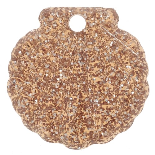 Colgante Concha Acrílica 16 mm - Brillo Bronce x1