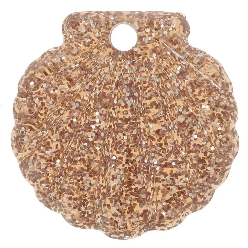 Colgante Concha Acrílica 16 mm - Brillo Bronce x1