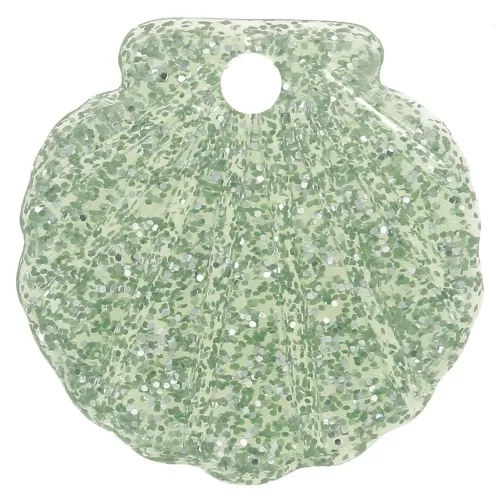 Colgante de concha acrílica de 16 mm - purpurina verde musgo x1