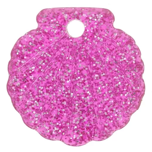 Colgante de concha acrílica de 16 mm - purpurina rosa x1