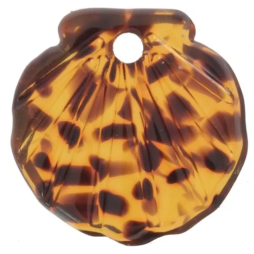 Colgante de concha de acetato de 16 mm - Marrón terrazo - Negro x1