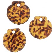 Colgante de concha de acetato de 16 mm - Marrón terrazo - Negro x1