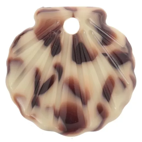 Colgante de concha de acetato de 16 mm - Marrón moteado - Crema x1