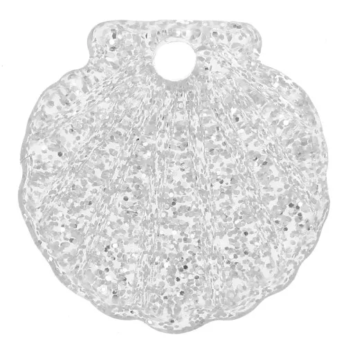 Colgante Concha Acrílica 16 mm - Plateado Brillo x1