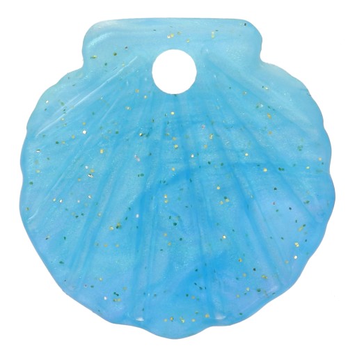 Colgante de concha de acetato de 16 mm - Turquesa jaspeada purpurina x1