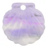 Pendentif coquillage 16 mm en acétate - Marbré Mauve - Gris x1