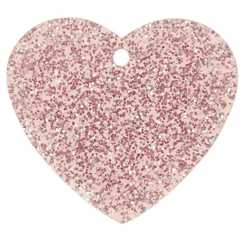 Colgante corazón acrílico 21x18 mm - Brillo rosa viejo x1