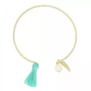 Pulsera jonc retorcida 2 anillas 150 mm - Dorado con oro fino x1