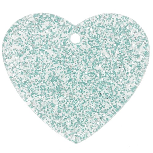 Colgante corazón acrílico 21x18 mm - Brillo esmerilado azul x1