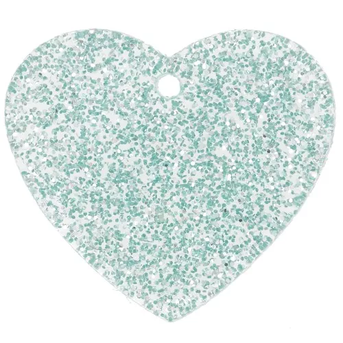 Colgante corazón acrílico 21x18 mm - Brillo esmerilado azul x1