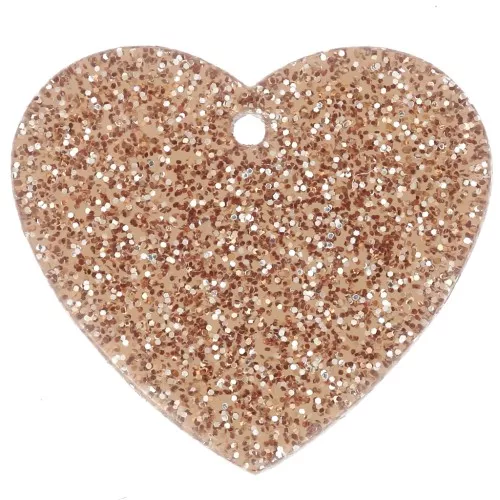 Colgante corazón acrílico 21x18 mm - Brillo bronce x1
