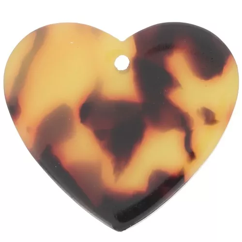 Colgante Corazón Acetato 21x18 mm - Carey - Marrón - Negro x1