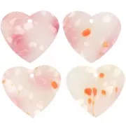 Colgante Corazón Acetato 21x18 mm - Rosa Moteado - Blanco Nacarado x1