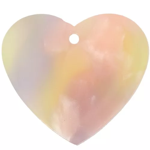 Colgante Corazón Acetato 21x18 mm - Carey - Amarillo - Salmón x1