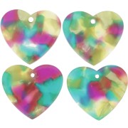 Colgante Corazón Acetato 21x18 mm - Carey - Turquesa - Fucsia x1