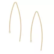 Pendientes hilo 36 mm Dorado con oro fino rosa x2