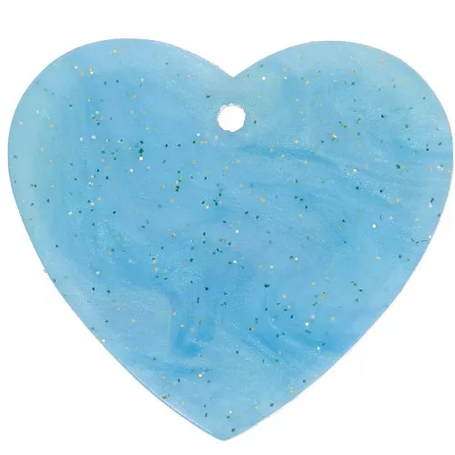 Colgante Corazón Acetato 21x18 mm - Turquesa jaspeado Glitter x1