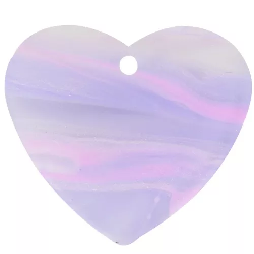 Colgante Corazón Acetato 21x18 mm - Malva Jaspeado - Gris x1