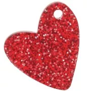 Sequin coeur 12 mm en acrylique - Pailleté Rouge x1
