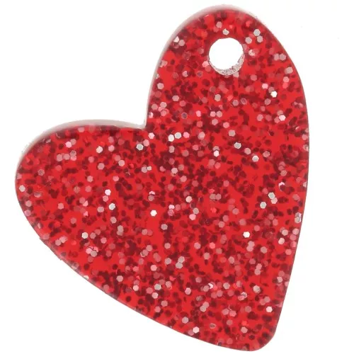 Lentejuela acrílica de corazón de 12 mm - Purpurina roja x1
