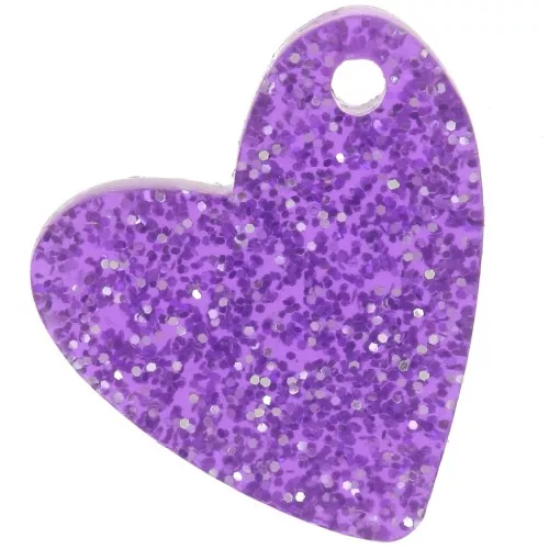 Lentejuela acrílica de corazón de 12 mm - Purpurina violeta x1