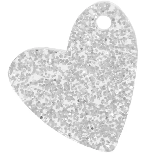 Lentejuela acrílica de corazón de 12 mm - Plateado Glitter x1