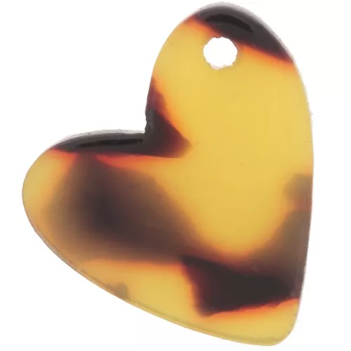 Lentejuela de corazón de acetato de 12 mm - Carey - Marrón - Negro x1