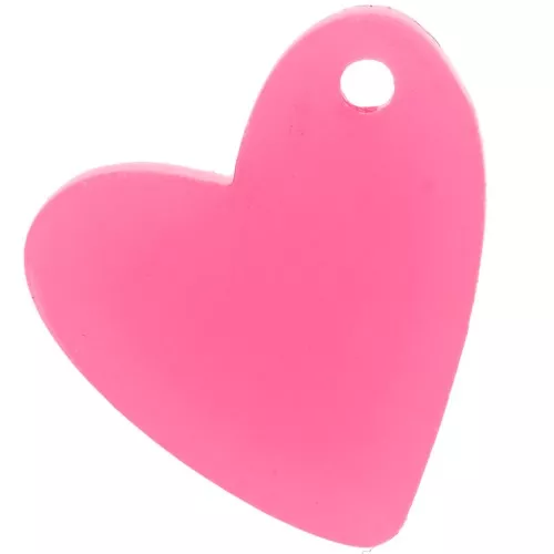 Lentejuela acrílica de corazón de 12 mm - Rosa fluorescente x1