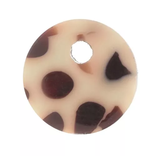 Lentejuela redonda de acetato de 7 mm - Marrón jaspeado - Crema x1