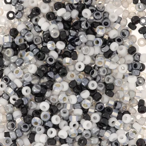 Mezcla Rocalla Miyuki 15/0 - Blanco y Negro 2 x8g