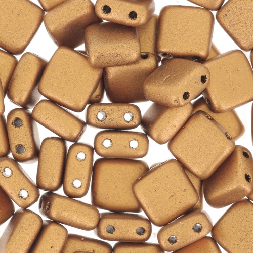 Tile beads 6 mm Metallic Golden Mat x50