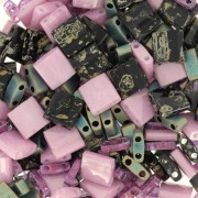 Mezcla de cuentas Miyuki - Cuentas Cuarto - Medio y Tila - Galaxia Púrpura x10g