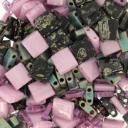 Mezcla de cuentas Miyuki - Cuentas Cuarto - Medio y Tila - Galaxia Púrpura x10g