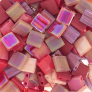 Mezcla de cuentas Tila Miyuki 5x5x1.9 mm - Dama en Rojo x10g