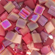 Mezcla de cuentas Tila Miyuki 5x5x1.9 mm - Dama en Rojo x10g