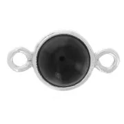 Negro - Intercalaire rond 4.6 mm avec cabochon imitation Black Onyx - Argent 925 x1 Intercalaire rond 4.6 mm avec cabochon imitation Black Onyx - Argent 925 x1