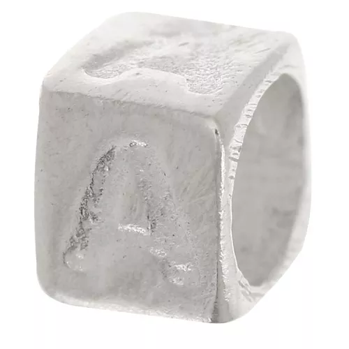 Cubo alfabeto perla 5x4 mm con agujero grande - A - Plateado 925 x1