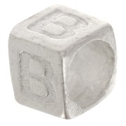 Cubo alfabeto perla 5x4 mm con agujero grande - B - Plata 925 x1|raw }}