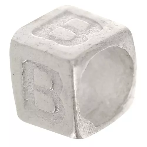 Cubo alfabeto perla 5x4 mm con agujero grande - B - Plata 925 x1