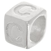 Cubo alfabeto perla 5x4 mm con agujero grande - C - Plateado 925 x1|raw }}