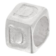 Cubo alfabeto perla 5x4 mm con agujero grande - D - Plata 925 x1|raw }}