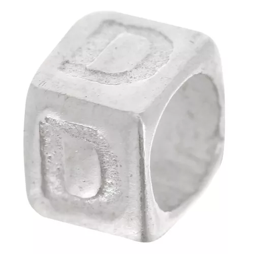 Cubo alfabeto perla 5x4 mm con agujero grande - D - Plata 925 x1