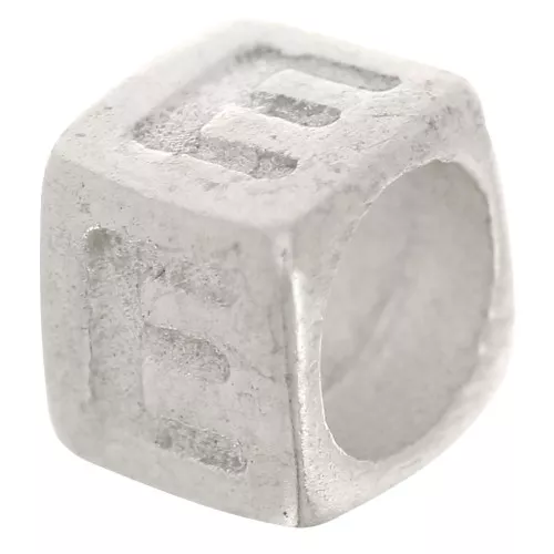 Cubo alfabeto perla 5x4 mm con agujero grande - E - Plata 925 x1