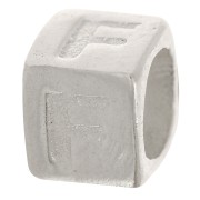 Cubo alfabeto perla 5x4 mm con agujero grande - F - Plata 925 x1|raw }}