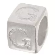 Cubo alfabeto perla 5x4 mm con agujero grande - G - Plata 925 x1
